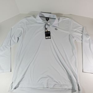 NWT FootJoy FJ Mens White Long Sleeve Sun Protection Golf Polo Shirt Outdoor 2XL